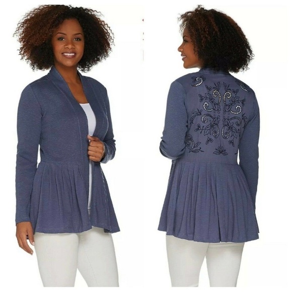 Logo by Lori Goldstein Embroidered Open Front Cardigan - Medium - Picture 3 of 13